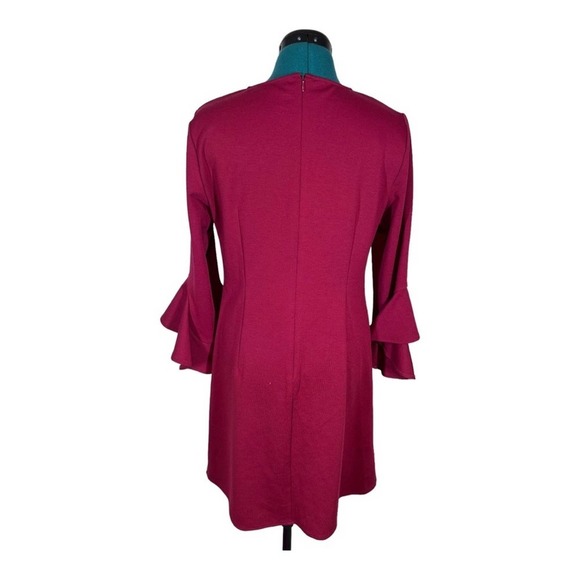 Le Gali Dress Ruby Red Ruffled Bell Sleeves NWOT - Picture 3 of 5